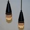 Pendant Lamps in Black Metal and Glass from Scandinavia, 1960s, Set of 2 4