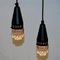 Pendant Lamps in Black Metal and Glass from Scandinavia, 1960s, Set of 2, Image 4