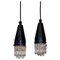 Pendant Lamps in Black Metal and Glass from Scandinavia, 1960s, Set of 2 1