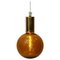 Scandinavian Amber Colored Glass Dome Pendant Lamp, 1970s 1