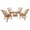 Table et Chaises Mid-Century en Rotin, Italie, 1970s, Set de 5 1