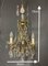 Lámpara de araña estilo francés vintage de cristal y latón, años 50, Imagen 1