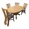 Dining Table & Chairs in Rattan and Oak Veneer, 1980s, Set of 5 1