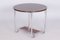 Small Bauhaus Round Oak & Chrome-Plated Steel Side Table, Czechia, 1930s 2