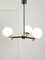 Lustre Mid-Century en Laiton et Opaline, Italie 2