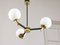 Mid-Century Italian Brass and Opaline Chandelier 1