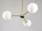 Lustre Mid-Century en Laiton et Opaline, Italie 15