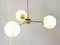 Lustre Mid-Century en Laiton et Opaline, Italie 13