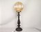 Mid-Century Vintage Portuguese Wood and Iridescent Glass Table Lamp, 1960s, Image 1