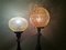 Large Mid-Century Portuguese Wood and Iridescent Glass Table Lamps, 1960s, Set of 2 5