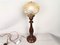 Lámpara de mesa portuguesa Mid-Century vintage de madera y vidrio iridiscente, años 60, Imagen 1