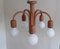 Vintage 5-Flame German Ceiling Lamp with Frame in Curved Oak from Domus, 1980s 3