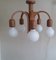 Vintage 5-Flame German Ceiling Lamp with Frame in Curved Oak from Domus, 1980s 2