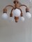 Vintage 5-Flame German Ceiling Lamp with Frame in Curved Oak from Domus, 1980s 4
