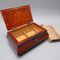 Vintage ntarsia Wood Sewing Box, 1900s 10