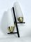 Mid-Century Double Lights Sconces in Brass and Opaline Glass, Italy 1950s, Set of 2 4