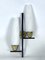 Mid-Century Double Lights Sconces in Brass and Opaline Glass, Italy 1950s, Set of 2 9