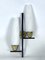 Mid-Century Double Lights Sconces in Brass and Opaline Glass, Italy 1950s, Set of 2, Image 9