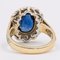 Vintage 14k Yellow Gold and Synthetic Sapphire and Diamond Daisy Ring, 1980s 5