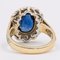 Vintage 14k Yellow Gold and Synthetic Sapphire and Diamond Daisy Ring, 1980s, Image 5