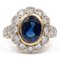Vintage 14k Yellow Gold and Synthetic Sapphire and Diamond Daisy Ring, 1980s 3