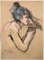 Ernest Julien Malla, Life Sketch of a Lady, 20th Century, Mixed Media Drawing on Paper 1