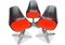 Tulip Black & Orange Circular Dining Table Set with 3 Arkana Dining Chairs by Maurice Burke, 1960s, Set of 3 1