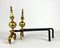 Vintage Baroque Brass Andirons with Iron Stands, France, 1950s, Set of 2 4