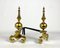 Vintage Baroque Brass Andirons with Iron Stands, France, 1950s, Set of 2, Image 3