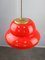Mid-Century Italian Red Glass and Brass Pendant Lamp 4