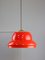 Mid-Century Italian Red Glass and Brass Pendant Lamp 1