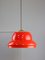 Mid-Century Italian Red Glass and Brass Pendant Lamp, Image 1