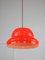 Mid-Century Italian Red Glass and Brass Pendant Lamp, Image 3