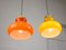 Mid-Century Italian Glass and Brass Pendant Lamps, Set of 2, Image 8