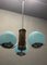 Lámpara colgante Art Déco en azul turquesa, años 50, Imagen 6