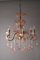 Golden Chandelier with Pink Murano Glass Flowers, 1960s 9