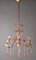 Lámpara de araña dorada con flores de cristal de Murano rosa, años 60, Imagen 15