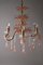 Golden Chandelier with Pink Murano Glass Flowers, 1960s 2
