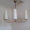 Mid-Century 8-Flame German Chandelier with Brass Frame on White Metal Holder and Cream-Colored Glass Screens, 1960s 2