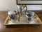 Set da tè e caffè vintage su vassoio di Pisquot Ware, anni '70, set di 5, Immagine 1
