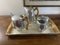 Vintage Tea & Coffee Set on Tray from Pisquot Ware, 1970s, Set of 5 1