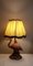 Lampada da tavolo vintage con piede in ceramica, fenicottero nano e paravento in tessuto giallo con piuma, anni '70, Immagine 7