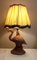Lampada da tavolo vintage con piede in ceramica, fenicottero nano e paravento in tessuto giallo con piuma, anni '70, Immagine 6