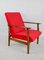 Vintage Red Velvet Armchair, 1970s, Image 1