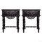 Carved Spanish Nightstands with Solomonic Columns and Drawer in Black, 1890s, Set of 2 1