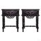 Carved Spanish Nightstands with Solomonic Columns and Drawer in Black, 1890s, Set of 2, Image 1