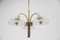 Art Deco Brass Wood and Glass Chandelier, 1940s, Image 7