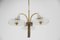 Lámpara de araña Art Déco de madera y vidrio de latón, años 40, Imagen 7