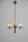 Art Deco Brass Wood and Glass Chandelier, 1940s 2