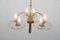 Art Deco Brass Wood and Glass Chandelier, 1940s 4